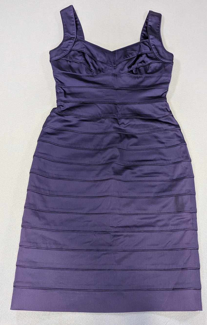 Lauren Ralph Lauren Dress 4 Purple Satin Bodycon Sweetheart Knee Party Bandage